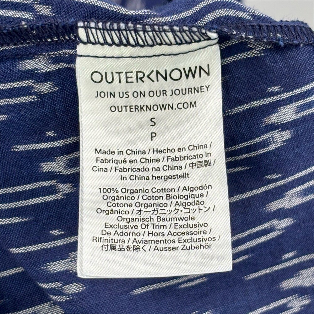 Outerknown Dress Womens Blue White Ikat Midi Sleeveless Elastic- NEW - Picture 4 of 7